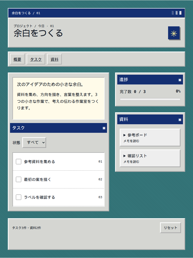 同じプロジェクト作業室でスタイルを比較